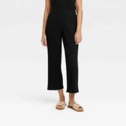 Budget ❤️ Women's High-Rise Wide Leg Ribbed Ankle Pants - A New Day™ ❤️ -A New Day Sales 2022 unnamed file 3297