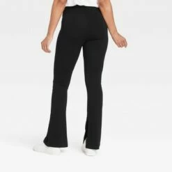 Hot Sale 🧨 Women's High Waisted Split Hem Flare Leggings with Ribbed Waistband - A New Day™ Black 😍