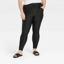 Deals 🔔 Women's Drawstring High Waisted Lounge Leggings with Pockets - A New Day™ Black 👏 -A New Day Sales 2022 unnamed file 3327