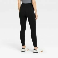 New 🎉 Women's High-Waist Cotton Seamless Fleece Lined Leggings - A New Day™ Oatmeal Heather 😀