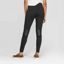 Best Sale 😀 Women's High Waist Moto Leggings - A New Day™ Black ⭐