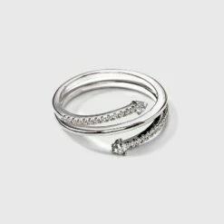 Best deal 🧨 Silver Plated Wrap Cubic Zirconia Ring - A New Day™ 💯
