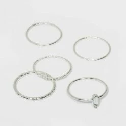Cheap ✨ Clear Stone and Four Thin Ring Set - A New Day™ Silver 🌟 -A New Day Sales 2022 unnamed file 3544