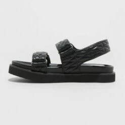 Promo 😍 Women's Ruthie Quilted Footbed 🩴 Sandals - A New Day™ Black ⭐