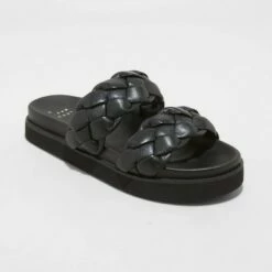 Cheap ⌛ Women's Sage Braided Footbed 🩴 Sandals - A New Day™ Black 😀 -A New Day Sales 2022 unnamed file 3700