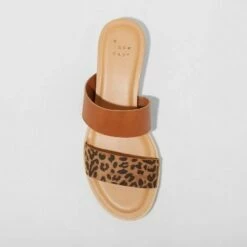 Hot Sale 👏 Women's Coco Two Band Slide 🩴 Sandals - A New Day™ Brown/leopard 🔥 -A New Day Sales 2022 unnamed file 3712