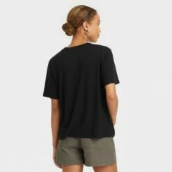 Promo 😀 Women's Short Sleeve Linen T-Shirt - A New Day™ 🔔