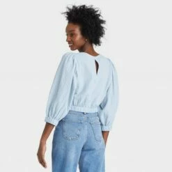 Best Pirce ⌛ Women's 3/4 Sleeve Bubble Hem Top - A New Day™ 💯
