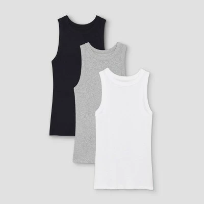 New ๐ Women's Slim Fit Ribbed 3pk Bundle Tank Top - A New Dayโข Black/White/Gray ๐ 5 New ๐ Women's Slim Fit Ribbed 3pk Bundle Tank Top - A New Dayโข Black/White/Gray ๐ - Image 3
