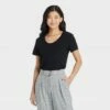 Best Pirce 🎁 Women's Short Sleeve Scoop Neck Slim Fit 2pk Bundle T-Shirt - A New Day™ 👍