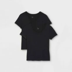 Best Pirce 🎁 Women's Short Sleeve Scoop Neck Slim Fit 2pk Bundle T-Shirt - A New Day™ 👍 -A New Day Sales 2022 unnamed file 3869