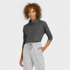 Hot Sale 🌟 Women's Long Sleeve Turtleneck Waffle T-Shirt - A New Day™ 😀 -A New Day Sales 2022 unnamed file 3877
