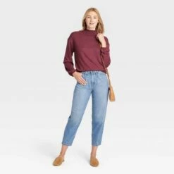 Best Sale ❤️ Women's Long Sleeve High Neck Smocked T-Shirt - A New Day™ 🔔 -A New Day Sales 2022 unnamed file 3900