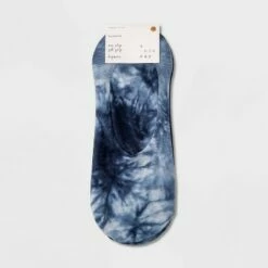 New 🌟 Women's Tie-Dye Cotton Jersey 2pk Liner 🧦 Socks - A New Day™ Navy 4-10 🎁