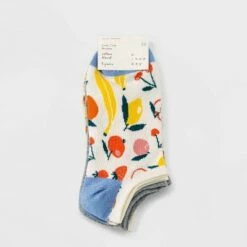Budget 🔥 Women's Mixed Fruit 3pk Low Cut 🧦 Socks - A New Day™ Ivory/Gray 4-10 ✨