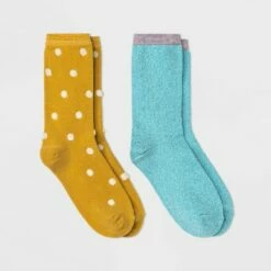 Best deal 🎉 Women's 2pk Polka Dot and Soft Shimmer Crew 🧦 Socks - A New Day™ 4-10 Purple/green ✔️ -A New Day Sales 2022 unnamed file 4098