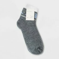 Coupon 😀 Women's Tree Double Lined Cozy Ankle 🧦 Socks - A New Day™ 4-10 Heather Gray/blue 😍