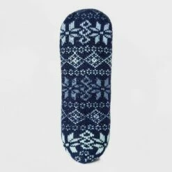 Flash Sale 🛒 Women's Fair Isle Snowflake Double Lined Cozy Booties with Grippers - A New Day™ Blue 4-10 👏 -A New Day Sales 2022 unnamed file 4126