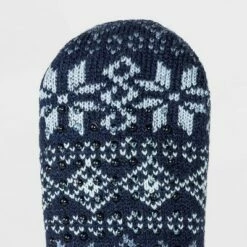Flash Sale 🛒 Women's Fair Isle Snowflake Double Lined Cozy Booties with Grippers - A New Day™ Blue 4-10 👏 -A New Day Sales 2022 unnamed file 4127