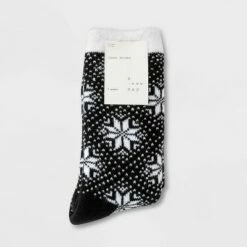 Flash Sale 🥰 Women's Snowfall Double Lined Cozy Crew 🧦 Socks - A New Day™ 4-10 Black 💯