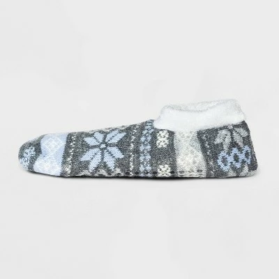 Promo 👍 Women's Fair Isle Double Lined Cozy Booties with Grippers - A New Day™ Heather Gray/Blue 4-10 😍 3 Promo 👍 Women's Fair Isle Double Lined Cozy Booties with Grippers - A New Day™ Heather Gray/Blue 4-10 😍