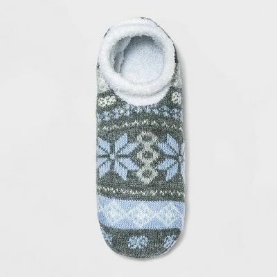 Promo 👍 Women's Fair Isle Double Lined Cozy Booties with Grippers - A New Day™ Heather Gray/Blue 4-10 😍 4 Promo 👍 Women's Fair Isle Double Lined Cozy Booties with Grippers - A New Day™ Heather Gray/Blue 4-10 😍 - Image 2