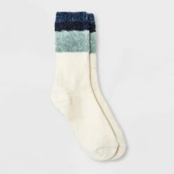 Outlet 👏 Women's Colorblock Chenille Cozy Crew 🧦 Socks - A New Day™ 4-10 Surf Blue 🎉 -A New Day Sales 2022 unnamed file 4177