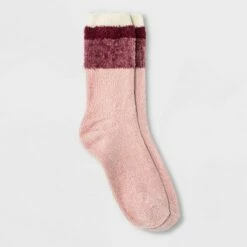 Outlet 👏 Women's Colorblock Chenille Cozy Crew 🧦 Socks - A New Day™ 4-10 Surf Blue 🎉 -A New Day Sales 2022 unnamed file 4178