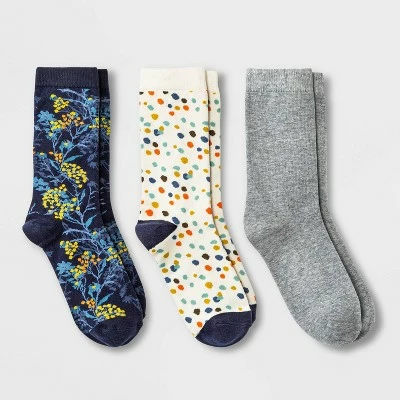 Discount 🔥 Women's Floral Fall Berries 3pk Crew 🧦 Socks - A New Day™ Navy 4-10 ❤️ 4 Discount 🔥 Women's Floral Fall Berries 3pk Crew 🧦 Socks - A New Day™ Navy 4-10 ❤️ - Image 2