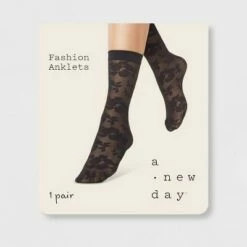 Coupon ✨ Women's Sheer Rose Anklet 🧦 Socks - A New Day™ Black 4-10 🧨