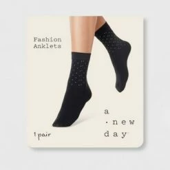 Brand new ❤️ Women's Studded Anklet 🧦 Socks - A New Day™ Black 4-10 👏