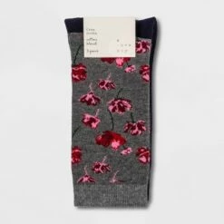 Best deal 😉 Women's Floral 3pk Crew 🧦 Socks - A New Day™ Gray/Navy/Burgundy 4-10 🧨