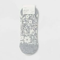 Best Pirce 🔥 Women's Floral 3pk Liner 🧦 Socks - A New Day™ Heather Gray/Cream 4-10 😉
