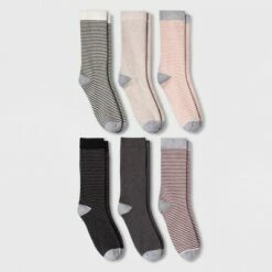 Buy 🧨 Women's Striped 6pk Crew 🧦 Socks - A New Day™ 4-10 Assorted Colors ✔️ -A New Day Sales 2022 unnamed file 4254