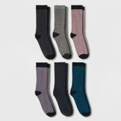 Buy 🧨 Women's Striped 6pk Crew 🧦 Socks - A New Day™ 4-10 Assorted Colors ✔️ -A New Day Sales 2022 unnamed file 4255