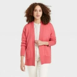 Hot Sale ✨ Women's Open-Front Cardigan - A New Day™ Pink 😉 -A New Day Sales 2022 unnamed file 4299