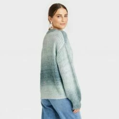 Outlet ⭐ Women's Crewneck Pullover Sweater - A New Day™ Teal Spacedye M ⌛