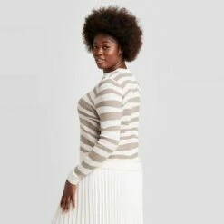 Coupon 🎉 Women's Animal Print Crewneck Pullover Sweater - A New Day™ Cream L ⭐