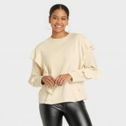 Brand new 🥰 Women's Ruffle Sweatshirt - A New Day™ 🌟 -A New Day Sales 2022 unnamed file 4417