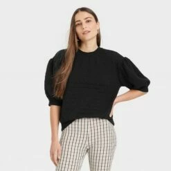 Promo 😉 Women's 3/4 Sleeve Quilted Pullover Sweatshirt - A New Day™ 🎁 -A New Day Sales 2022 unnamed file 4449