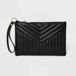Discount 🎁 Women's Large Wristlet Pouch - A New Day™ Black/quilted ✔️ -A New Day Sales 2022 unnamed file 4548