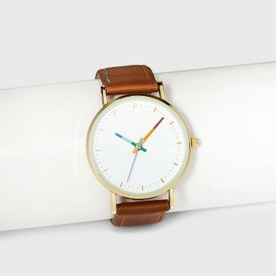 Buy ๐ Women's Rainbow Dial Strap โ Watch with Changeable Straps - A New Day™ Brown/Black/White ๐ 2 Buy ๐ Women's Rainbow Dial Strap โ Watch with Changeable Straps - A New Day™ Brown/Black/White ๐