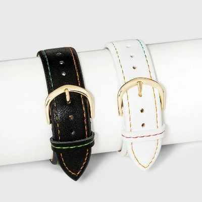 Buy ๐ Women's Rainbow Dial Strap โ Watch with Changeable Straps - A New Day™ Brown/Black/White ๐ 3 Buy ๐ Women's Rainbow Dial Strap โ Watch with Changeable Straps - A New Day™ Brown/Black/White ๐ - Image 2