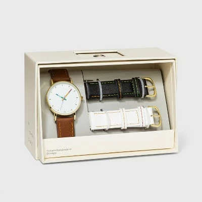 Buy ๐ Women's Rainbow Dial Strap โ Watch with Changeable Straps - A New Day™ Brown/Black/White ๐ 4 Buy ๐ Women's Rainbow Dial Strap โ Watch with Changeable Straps - A New Day™ Brown/Black/White ๐ - Image 3