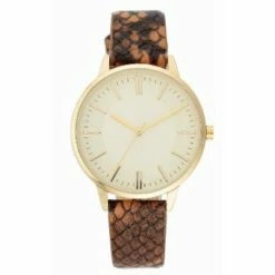 Outlet 🎁 Women's Snakeskin Band ⌚ Watch - A New Day™ Brown 💯