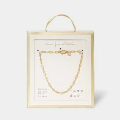 Coupon 😀 14K Gold Plated Paperlink Chain Bracelet - A New Day™ ✔️