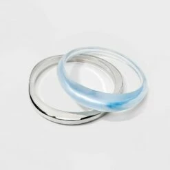 Best reviews of 🛒 Organic Shape Transparent and Metal Bangle Bracelet Set 2pc - A New Day™ Blue 😉