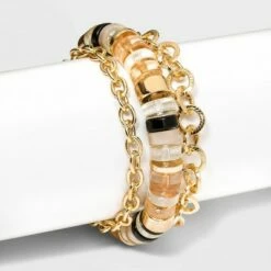 Cheapest ✔️ Mixed Cylinder Bead and Chain Bracelet Set 3pc - A New Day™ Metallic Silver 👏 -A New Day Sales 2022 unnamed file 492