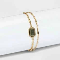 Best reviews of 🌟 Silver Plated Gold Layered Chain Bracelet - A New Day™ Amazonite 🥰