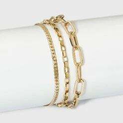 Promo 🌟 Paperclip Chain Bracelet Set - A New Day™ Gold ✨